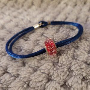 Pandora Double Strand Bracelet With Red Glass Pandora Charm